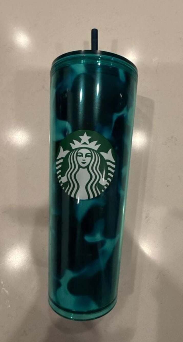 Starbucks 24oz Teal Blue Swirl Cold Cup Tumbler